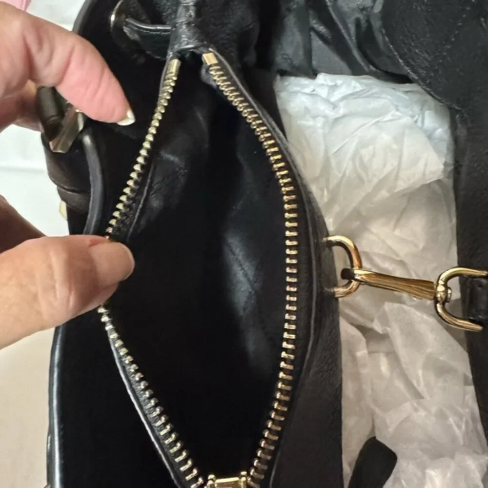 Michael Kors Greta Large Pebbled Leather Satchel Black - Picture 8 of 14